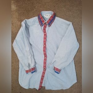 Vintage Authentic Shirt Wéstern Style Men's L